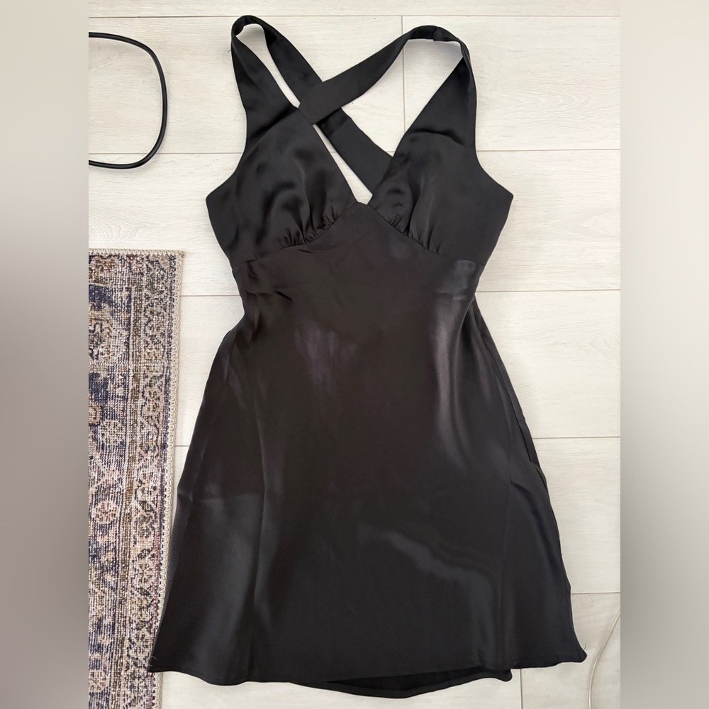 Dynamite Elegant Black Satin Dress